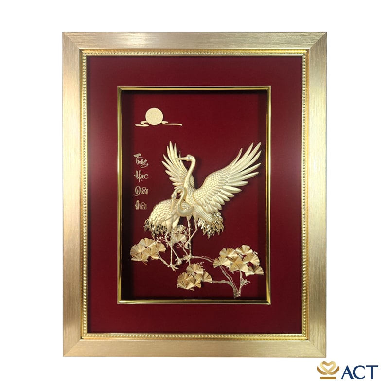 tranh_doi_chim_hac_dat_vang_24k__2__4e410dcb093b4235b233c88f6fa3e90a.jpg Quà tặng Tranh Đôi Chim Hạc dát vàng 24k ACT GOLD ISO 9001:2015 - Image 1