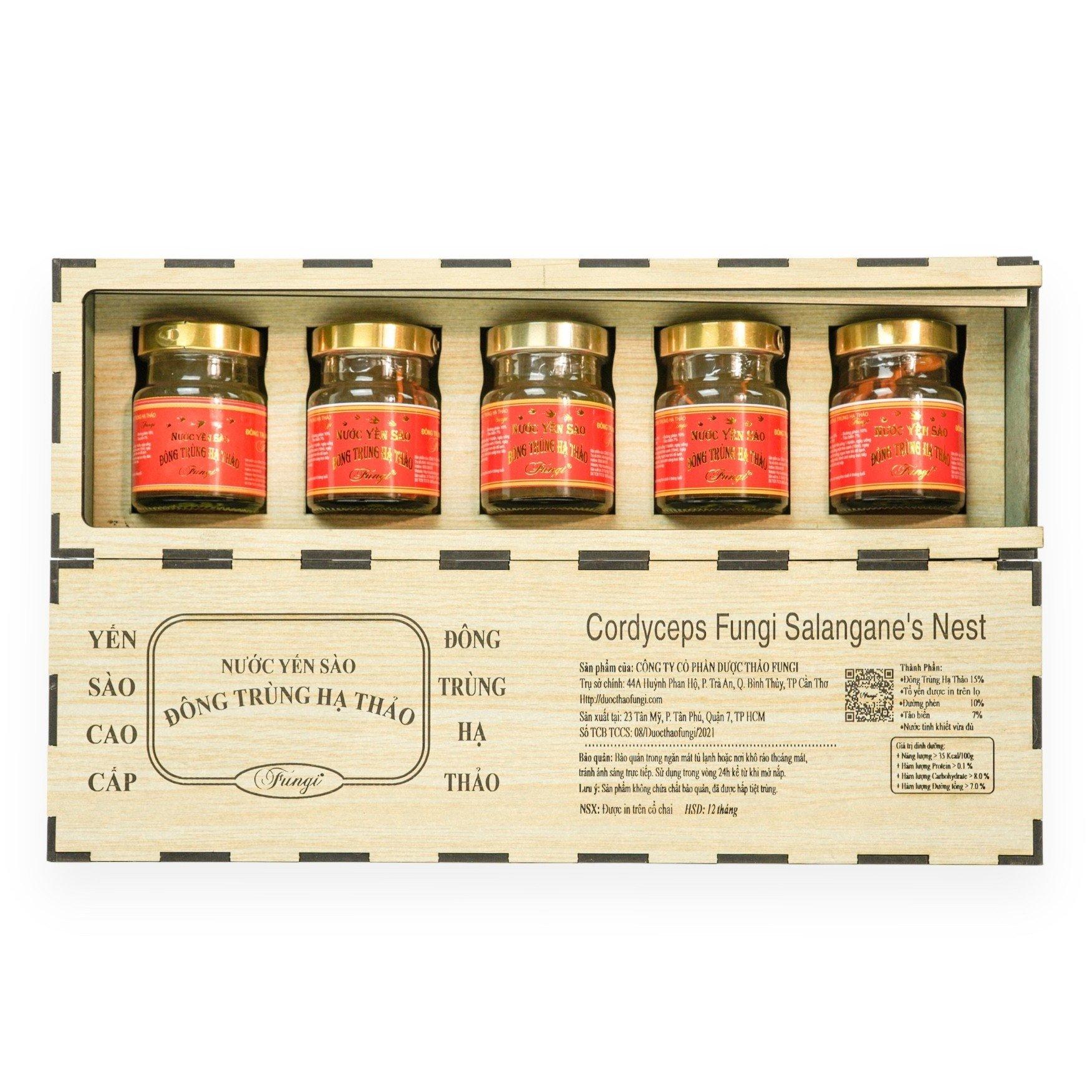 z4392557423779-722dd7ed45bd3be23dee9e8f6f0f899b.jpg Hộp Gỗ Yến 350ml (5 hũ x 70ml) - Image 1