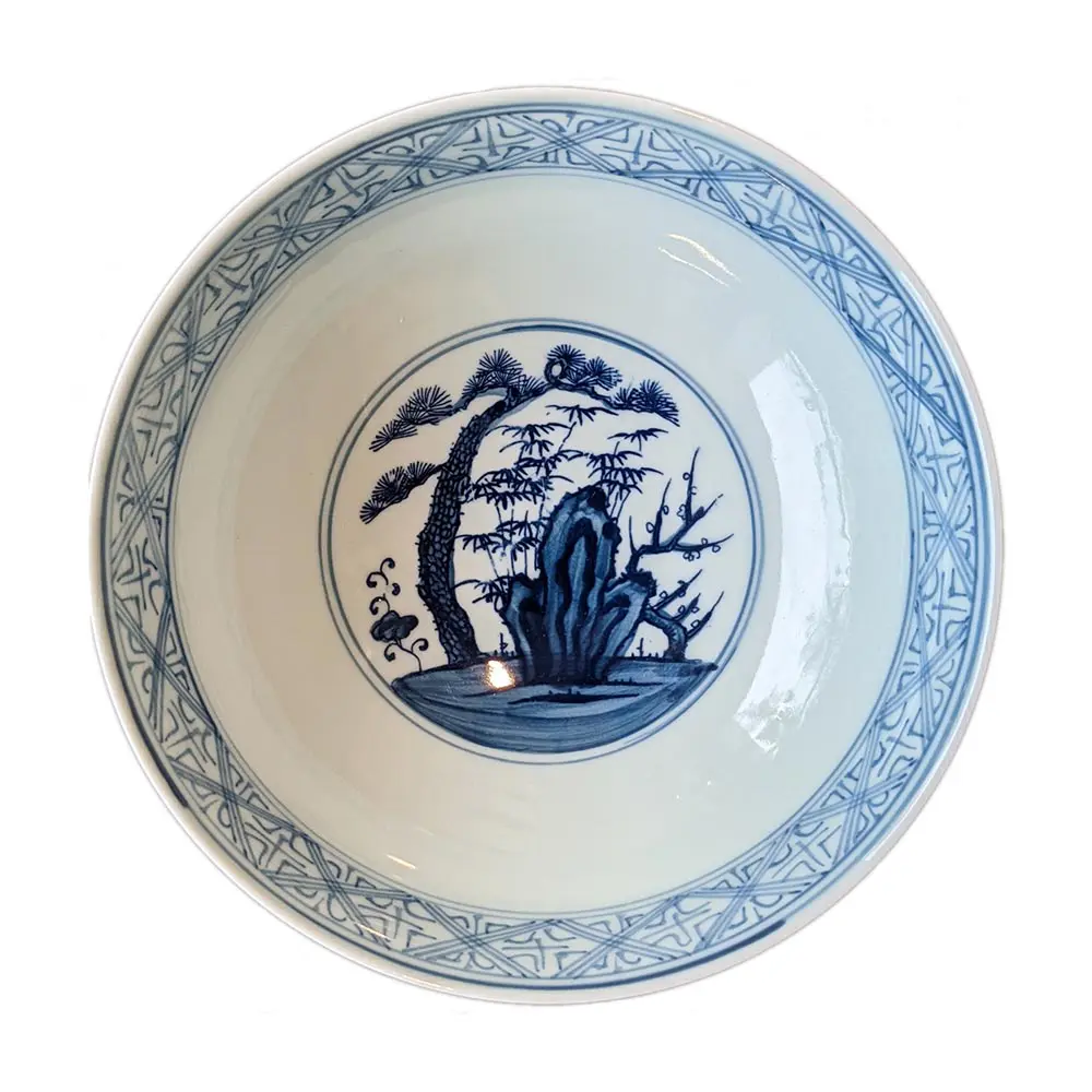 BOWL-BLUEWHITE.jpg.webp Bộ 2 Tô Gốm Trắng Xanh Vẽ Tay 20cm - Image 1