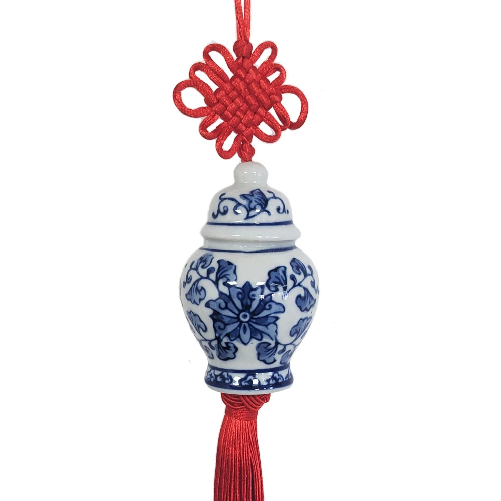 CHARM-GINGERJAR-BLUE01.jpg.webp Charm Bình Gốm Ginger Jar Màu Trắng Xanh và Tua Rua Đỏ Mẫu 01 - Image 1
