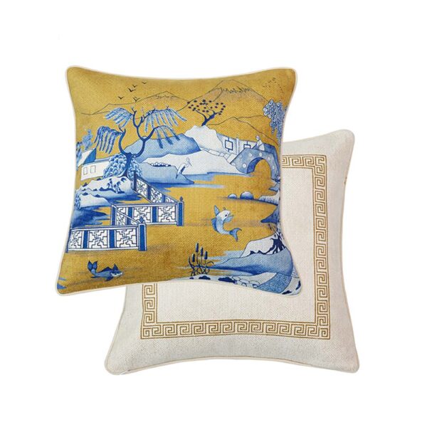 Vỏ Gối Blue Willow Màu Vàng