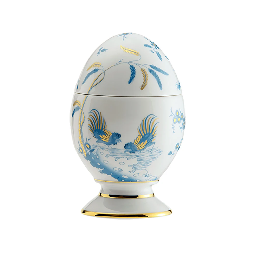 EGG-GINORIOD-TURQUESE.jpg.webp Hũ Trái Trứng Oro di Doccia màu xanh dương Turquese 13.5cm – Hiệu Ginori 1735 - Image 1
