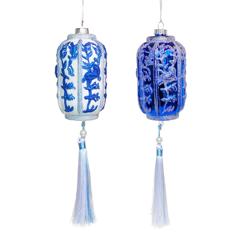 GB-BLUEWHI-LANTERNDUO.jpg.webp Bộ 2 Đèn Treo Xanh Trắng Tua Rua Bằng Thủy Tinh - Image 1
