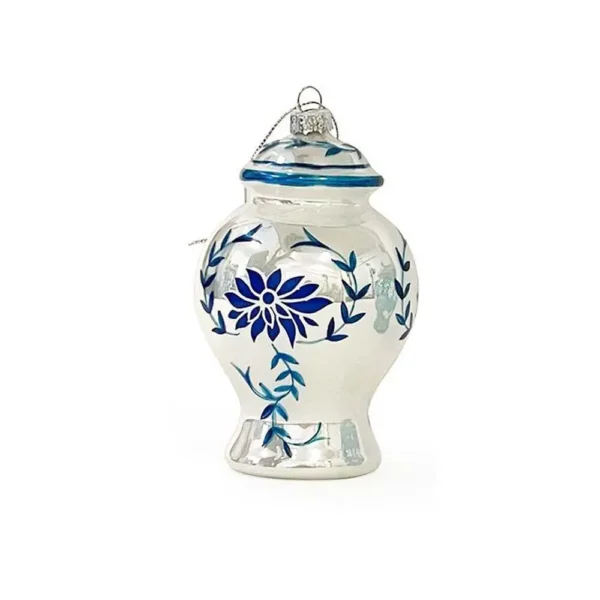 Bình Ginger Jar Trắng Xanh Bằng Thuỷ Tinh Size Lớn