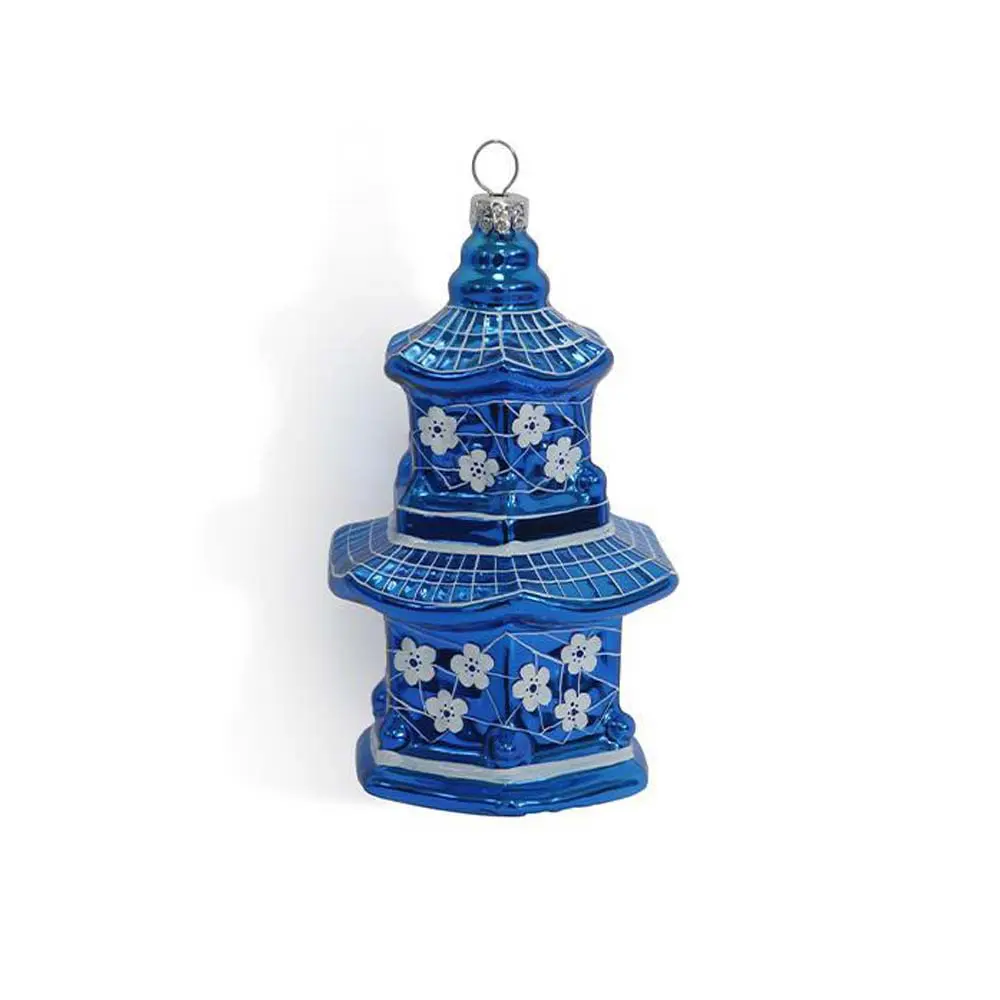 ORN-BLU34.jpg.webp Ngôi Đền Phương Đông Gốm Xanh Bằng Thuỷ Tinh - Image 1