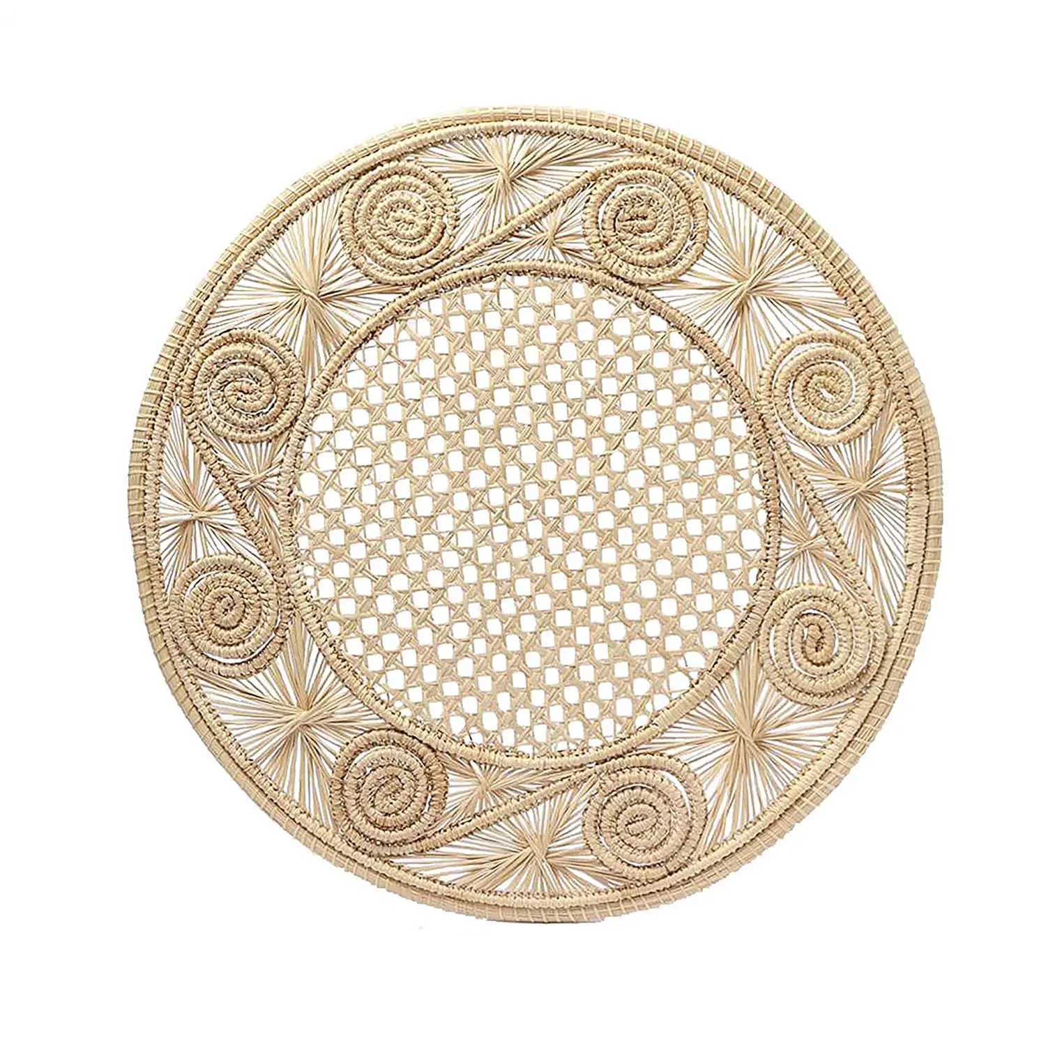 PLAM-IRACA-ROUND.jpg.webp Bộ 2 Tấm Placemat Lót Đĩa & 2 Tấm Lót Ly Bằng Sợi Iraca Hình Tròn - Image 1
