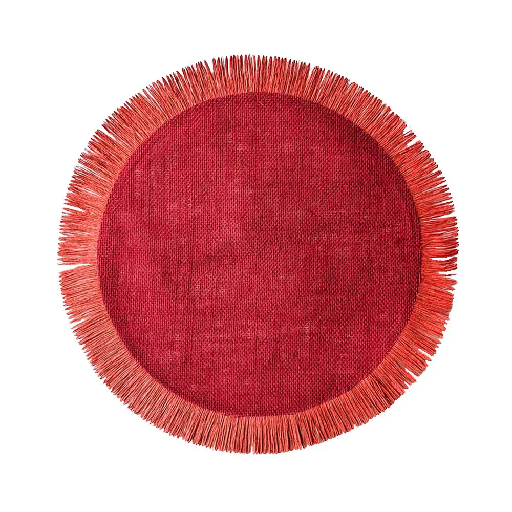 PLAM-JUTE-01.jpg.webp Bộ 2 Placemat Lót Đĩa Tròn Bằng Sợi Đay Màu Đỏ - Image 1