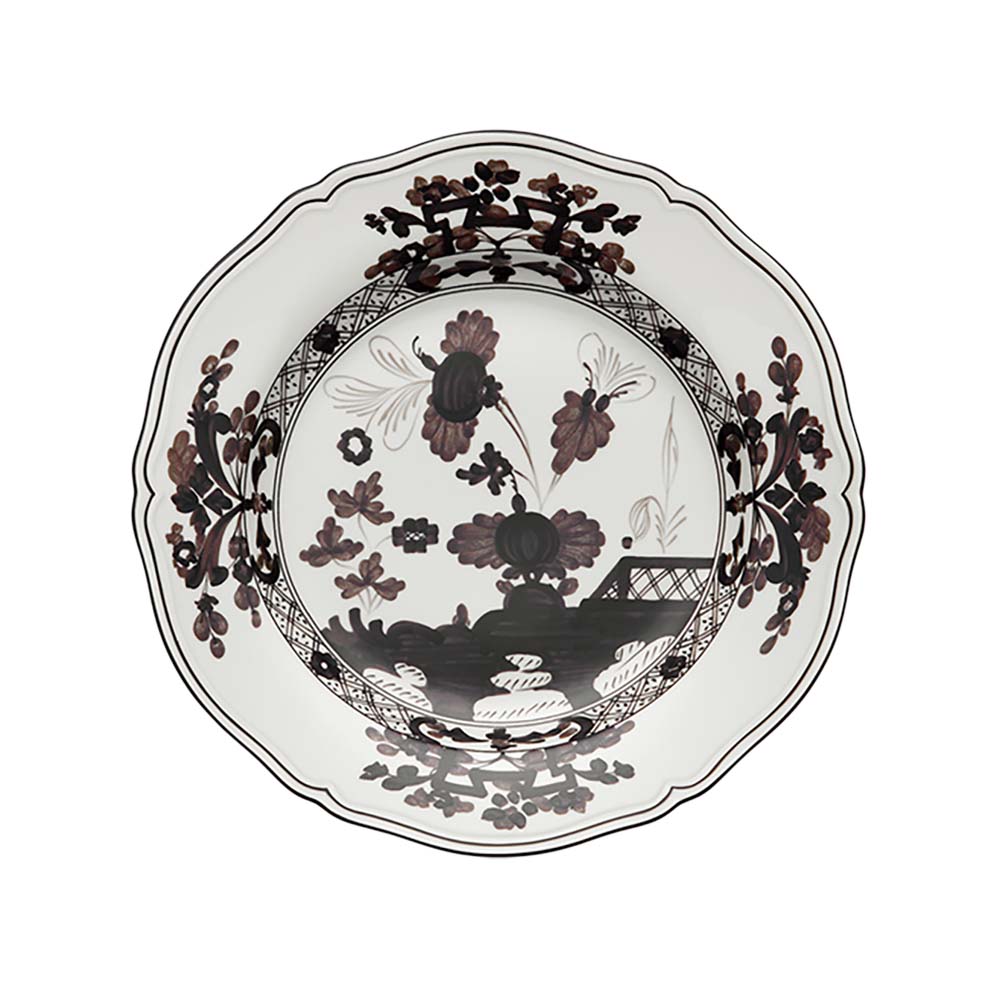 PLATE-GINORIOI-ALBUSDIN265CM.jpg Bộ 2 Đĩa Oriente Italiano Albus Trắng Đen 26.5cm – Hiệu Ginori 1735 (Ý) - Image 1