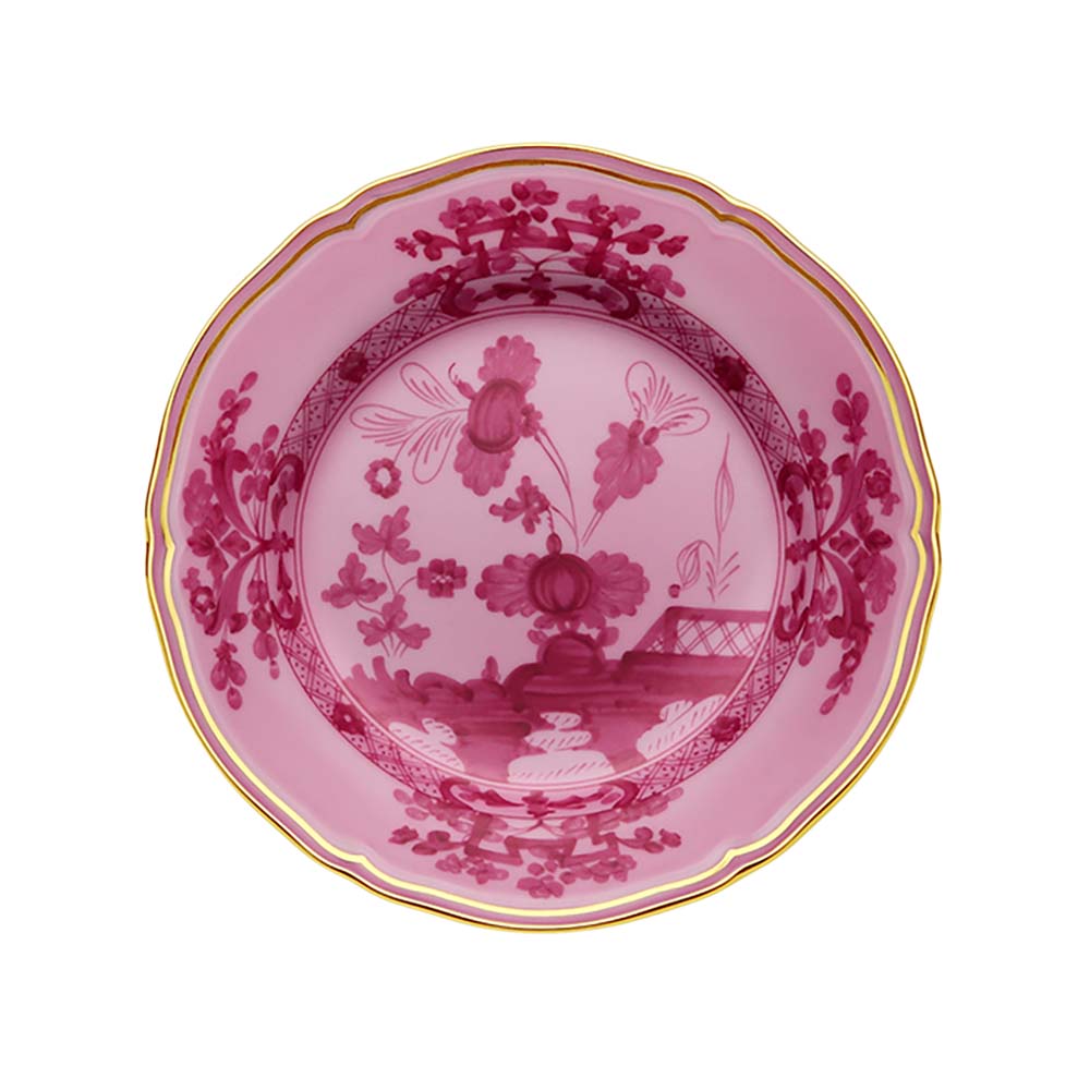 PLATE-GINORIOI-POPORABREAD17CM-1.jpg Bộ 2 Đĩa Oriente Italiano Popora Hồng Viền Vàng 17cm – Hiệu Ginori 1735 (Ý) - Image 1