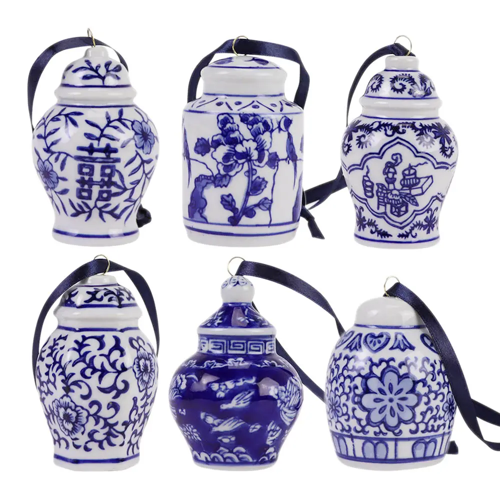 PORC-PRE010.jpg.webp Bộ 6 Bình Gốm Ginger Jar Trắng Xanh Vẽ Tay Mẫu 2 - Image 1