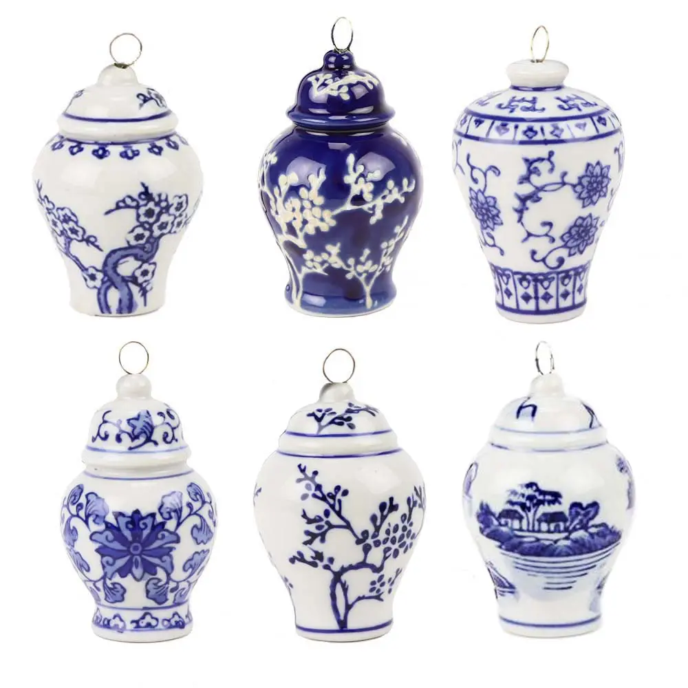 PORC-PRE07.jpg.webp Bộ 6 Bình Gốm Ginger Jar Trắng Xanh Vẽ Tay - Image 1
