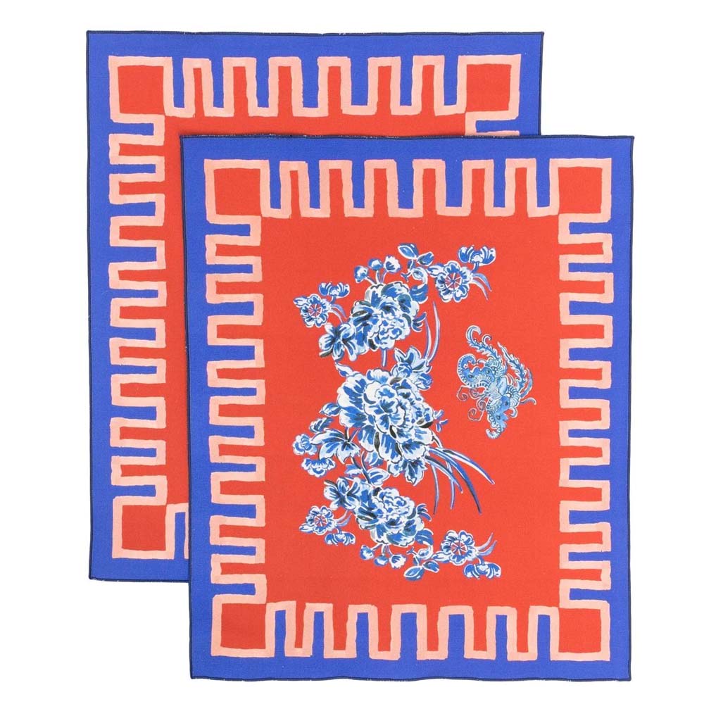 plam-gergeierdei-floraorient.jpg Bộ 2 Lót Đĩa Flora Orientale Màu Cam Xanh Dương – Hiệu Gergei Erdei (UK) - Image 1
