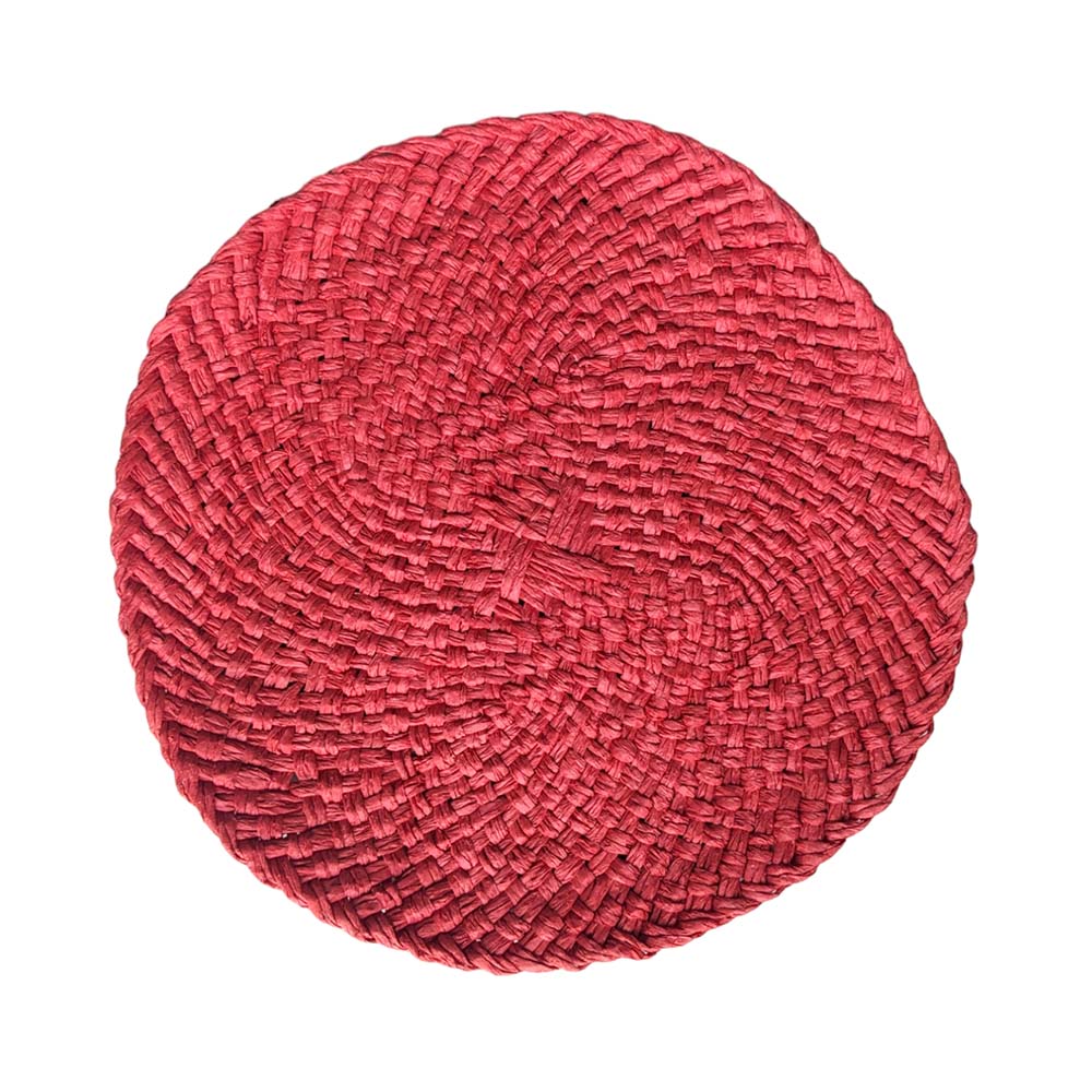 plam-rattan-red.jpg Bộ 2 Placemat Lót Đĩa Tròn Bằng Sợi Mây Màu Đỏ - Image 1