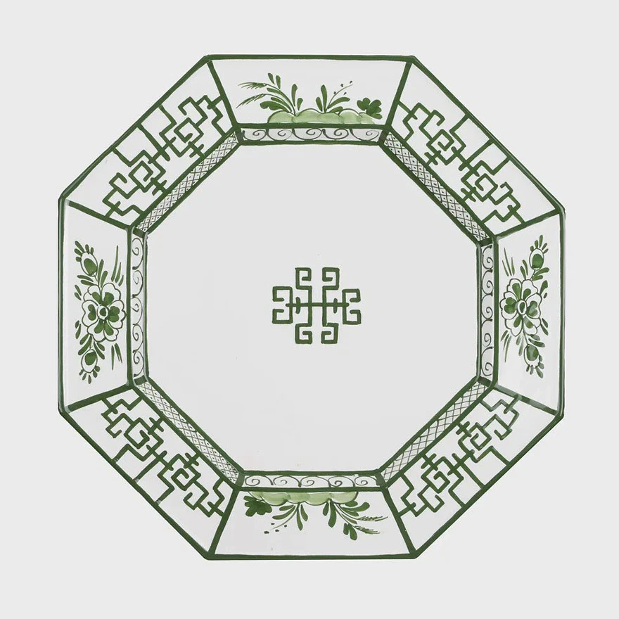 plate-gergeierdei-giardinogrn.jpg.webp Bộ 2 Đĩa Vẽ Tay Họa Tiết Á Đông Giardino Xanh Lá – Hiệu Gergei Erdei - Image 1
