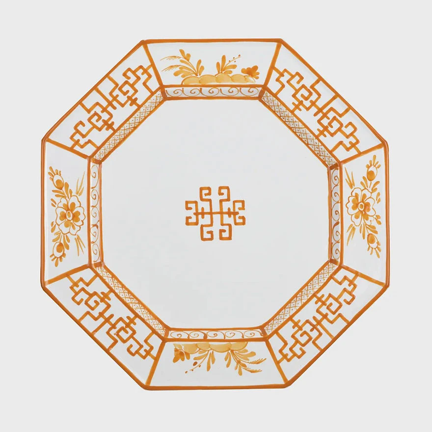plate-gergeierdei-giardinoylw.jpg.webp Bộ 2 Đĩa Vẽ Tay Họa Tiết Á Đông Giardino Vàng – Hiệu Gergei Erdei - Image 1