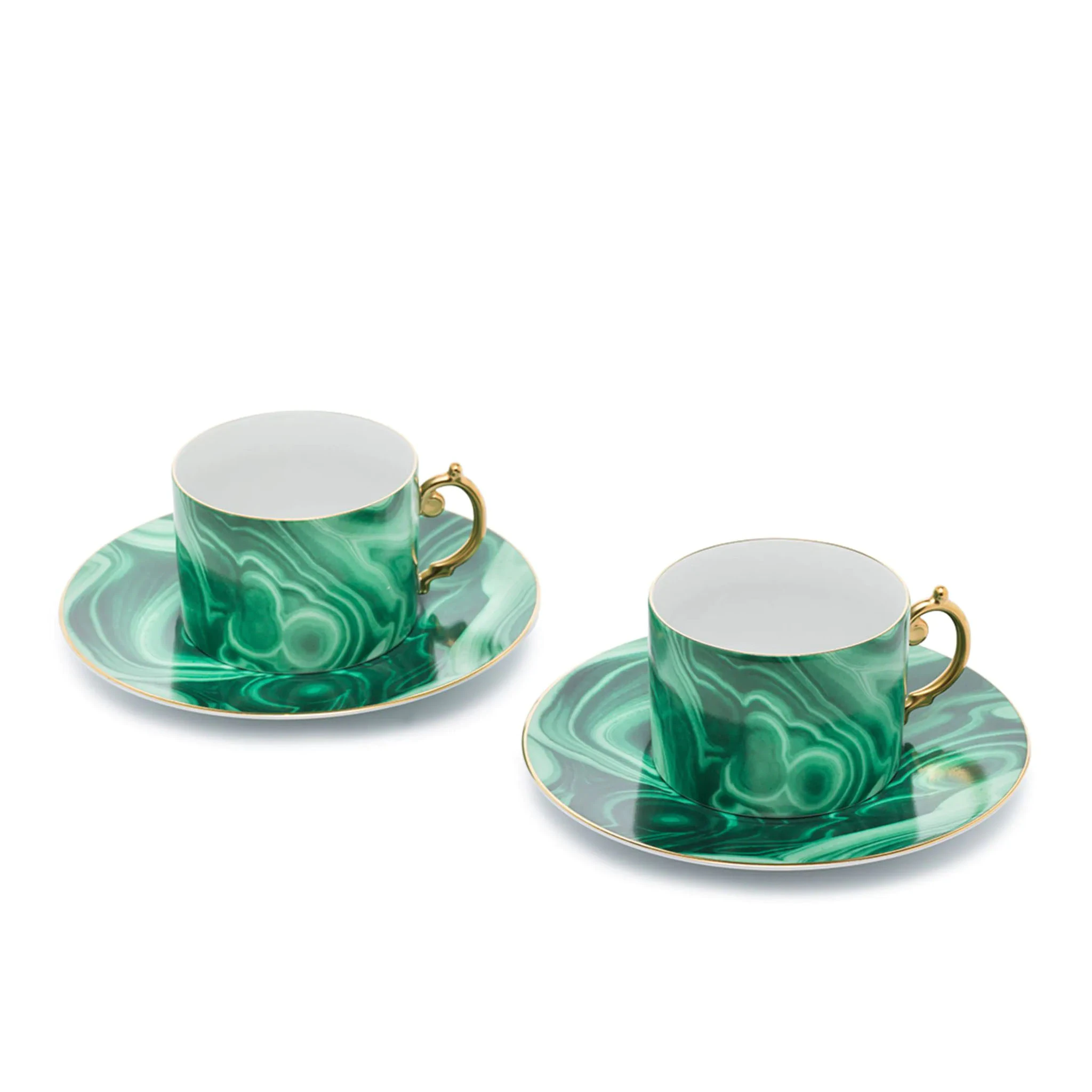 teacup-lobjet-malachite.jpg.webp Bộ 2 Tách Trà Bằng Sứ Họa Tiết Đá Malachite Tay Cầm Vàng 24K – Hiệu L’Objet (US) - Image 1