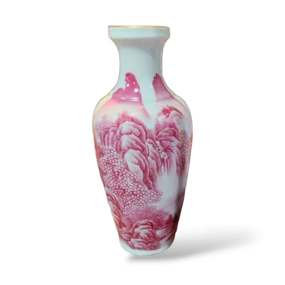 vase-pink-landscape.jpg.webp Bình Hoa Vẽ Tay Phong Cảnh Thủy Mặc Màu Hồng Dáng Cao - Image 1
