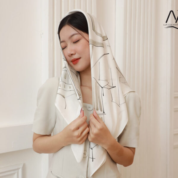 Khăn tơ tằm vẽ tay Hà Nội Phố – MS3