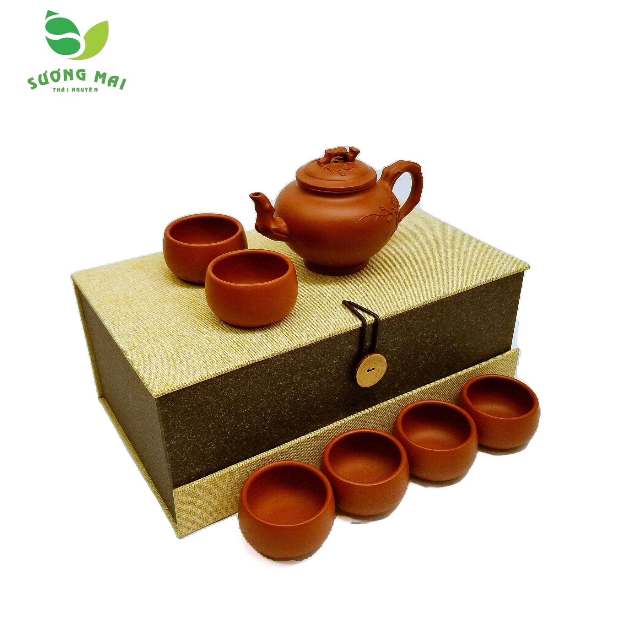 1-5.jpg Bộ Ấm Chén Tử Sa Báo Xuân, Đại Hồng Bào Nguyên Khoáng, Thủ Công 220ml - Image 1