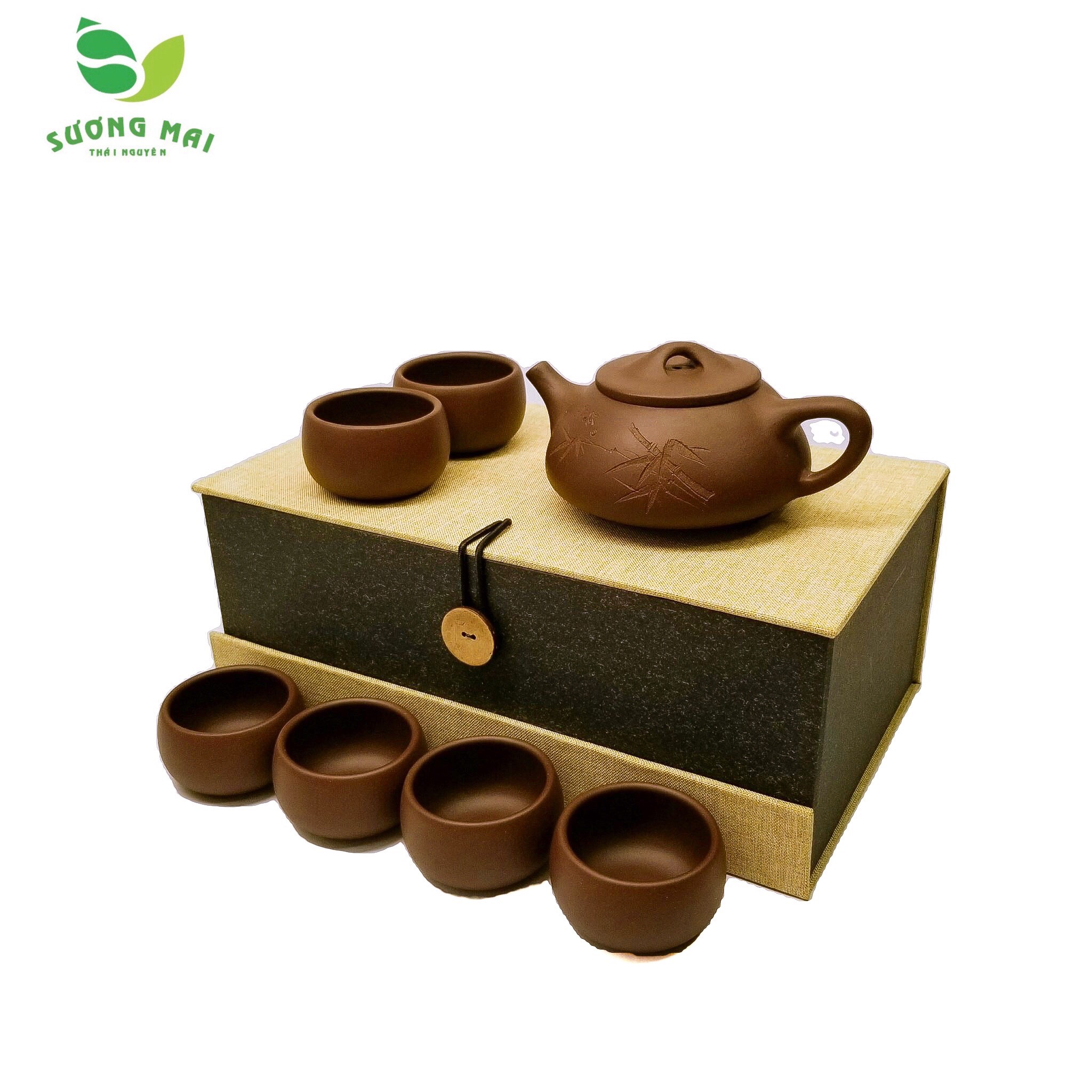 1-8.jpg Bộ Ấm Chén Tử Sa Thạch Biều Trúc Đoạn, Thủ Công 270ml - Image 1