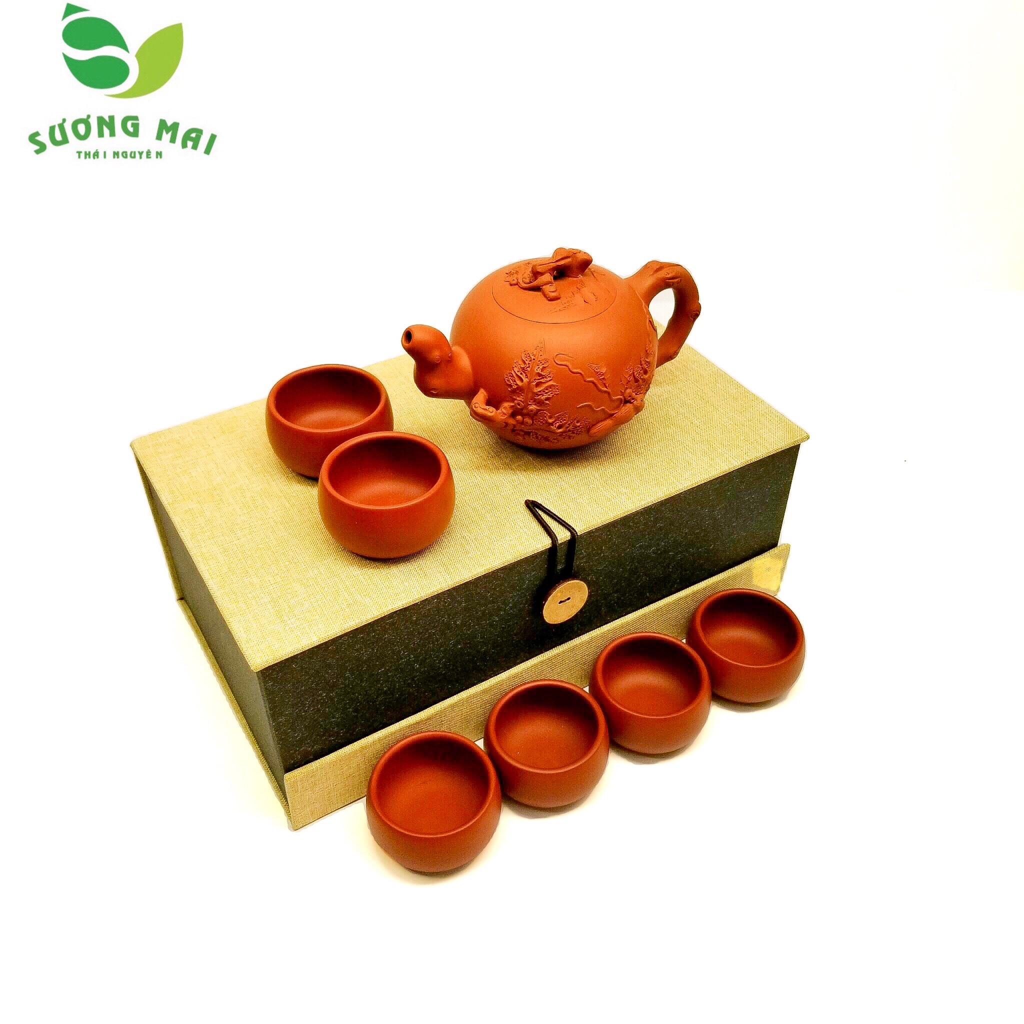 3f06185ce2de15804ccf.jpg Bộ Ấm Chén Chu Sa Nho Sóc, Nguyên Khoáng, Thủ Công 320ml (Tùng Thử Bồ Đào) - Image 1