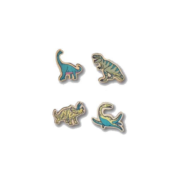 BST Set 4 Pin Gỗ Khủng Long