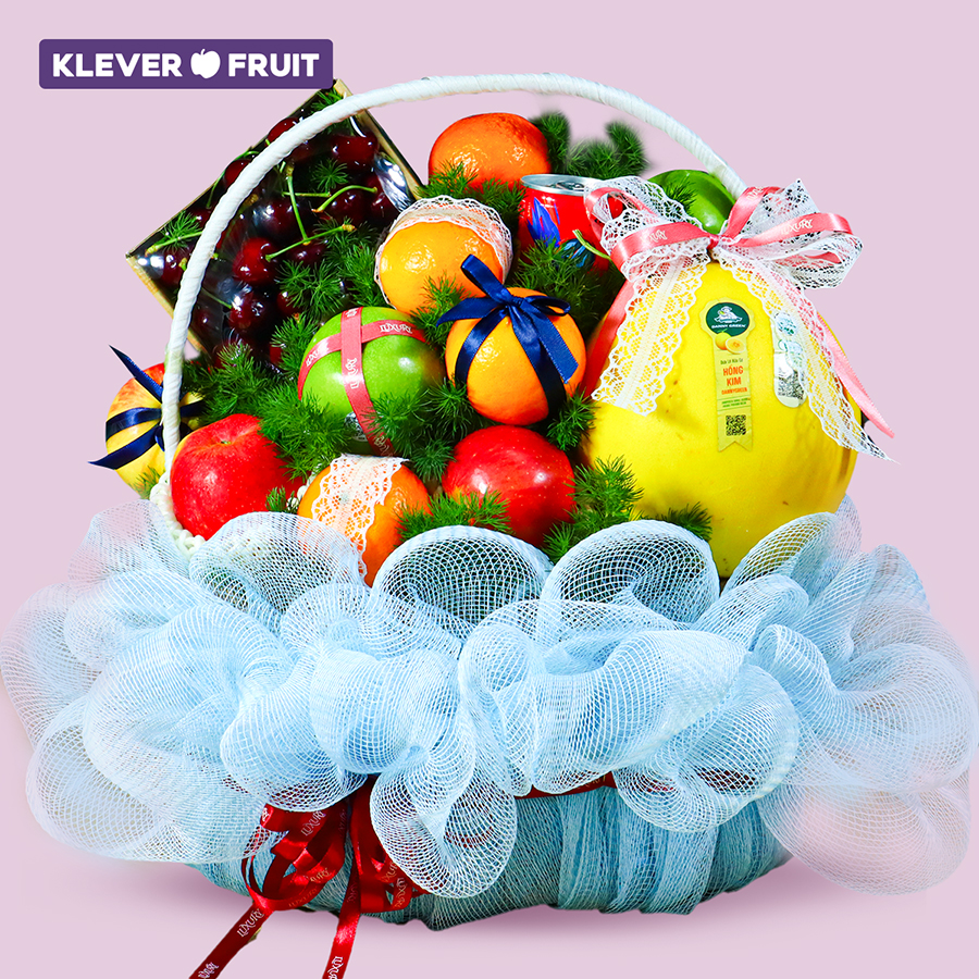 Giỏ quà Báo Chí Việt Nam 21_06 17 - Giỏ quà trái cây lưới xanh -Klever Fruit Giỏ quà Báo Chí Việt Nam 21/06 17 - Giỏ quà trái cây lưới xanh -Klever Fruit - Image 1