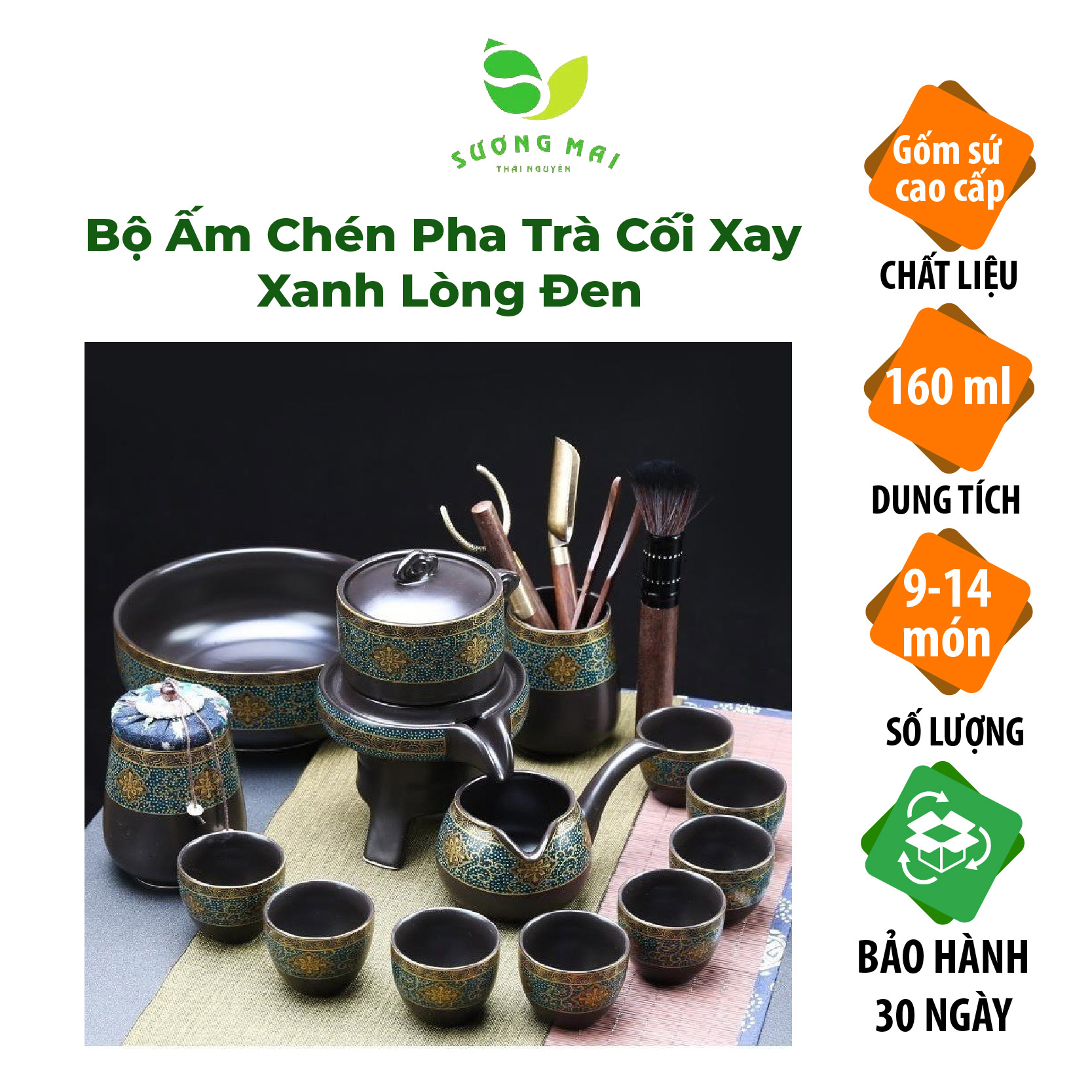 bo-am-chen-xanh-long-den-01.jpg Bộ Ấm Chén Pha Trà Cối Xay SM007 Xanh Lòng Đen - Image 1