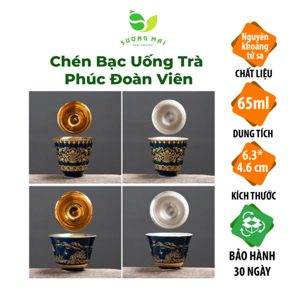 Chén bạc uống trà Phúc Đoàn Viên